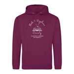 Autumn fashion womens sweatshirt with hood. Plum womens fashion book lover hoodie with relaxed fit, book lover slogan featuring a white “Books & Daydreams Society – Founding Member, Est. Chapter 1” with an open book and whimsical stars. Perfect bookish long sleeve hoodie, casual top for cosy reading days. Unisex fit ladies hoodie perfect for autumn sweater weather.  Drawstrings and kangaroo pocket.