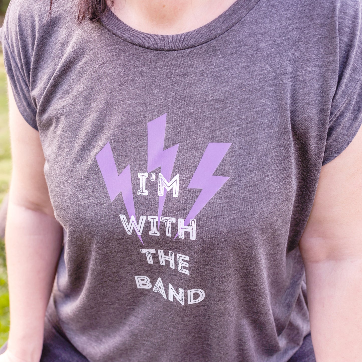 Women's Flowy Graphic T-shirt - "I'm with the Band"