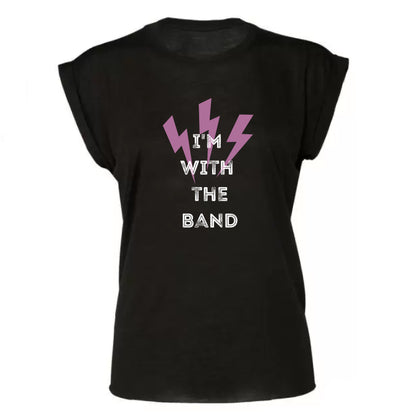 Women's Flowy Graphic T-shirt - "I'm with the Band"