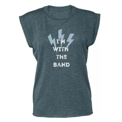 Women's Flowy Graphic T-shirt - "I'm with the Band"