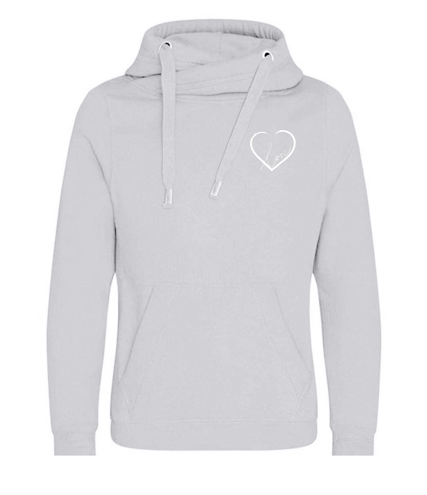 Women's Cowl Neck Hoodie - Love Heart