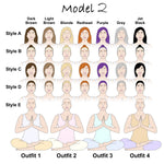 Personalised yoga mug variations chart by ethnicity Model 2 options for customisation