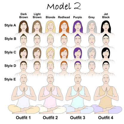 Personalised yoga mug variations chart by ethnicity Model 2 options for customisation