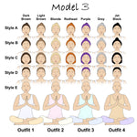 Personalised yoga mug variations chart by ethnicity Model 3 options for customisation