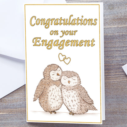 Personalised "Congratulations On Your Engagement" - A5 Snuggling Owls Card