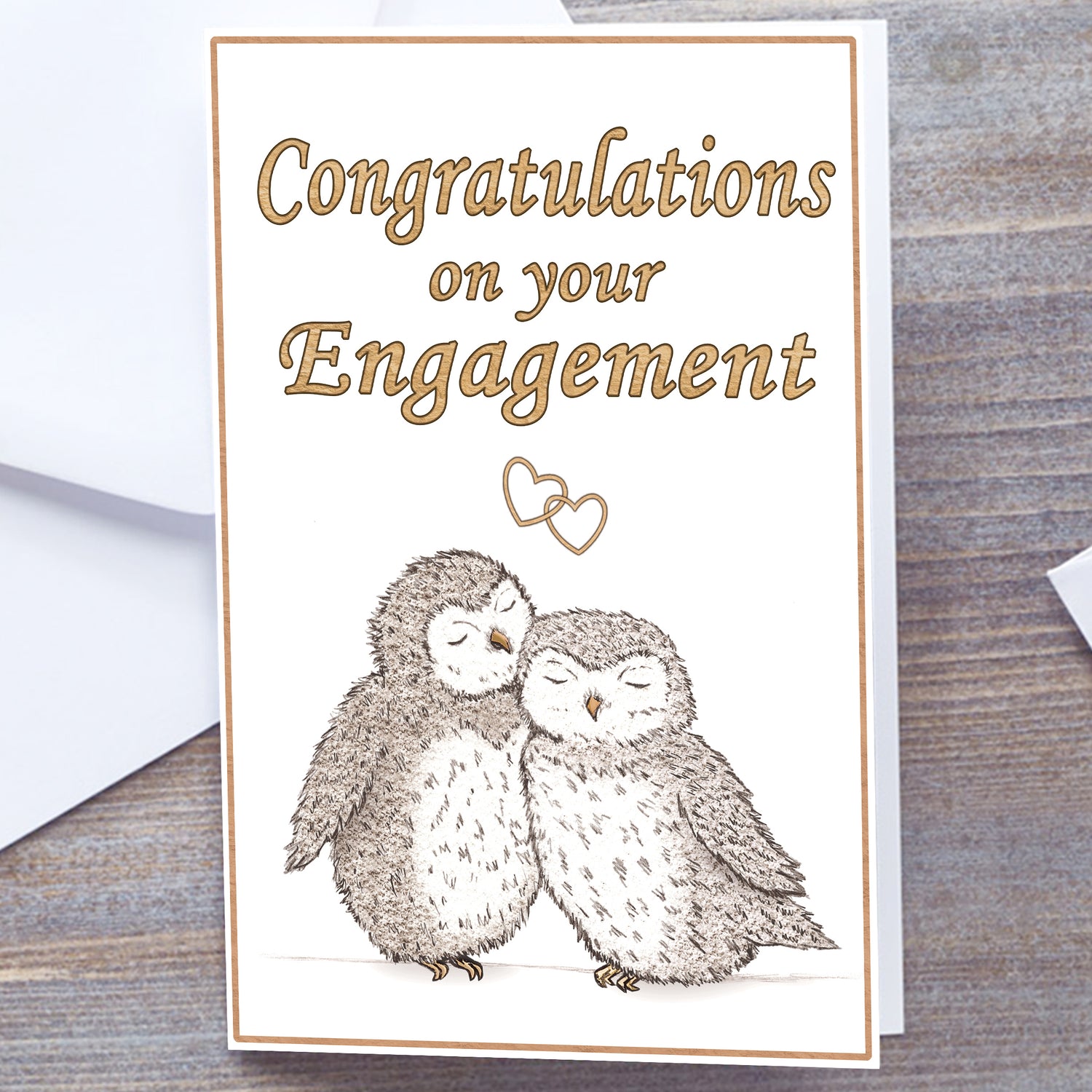 Personalised "Congratulations On Your Engagement" - A5 Snuggling Owls Card