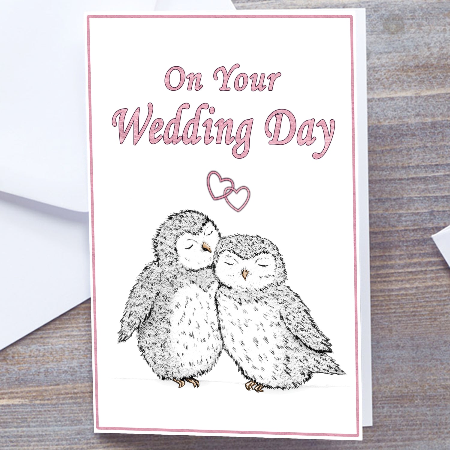 Personalised "On Your Wedding Day" - A5 Snuggling Owls Card