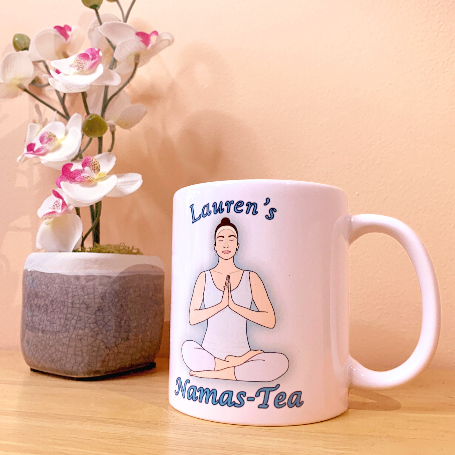 Personalised Yoga Mug "Namas-Tea" - Gift For Her (Skin Tone 1)
